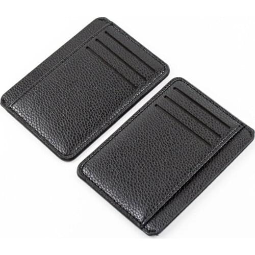 Men Card Holder PU Leather 6 Cards Slot Ultra-thin Lichee Pattern Wallet DEC889