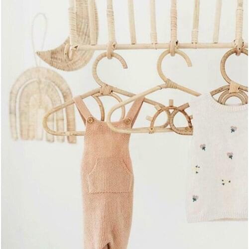 Rattan Wall Hooks Kids Garments Organizer Rack Clothes Hat Hanging Hook Rattan Hanger