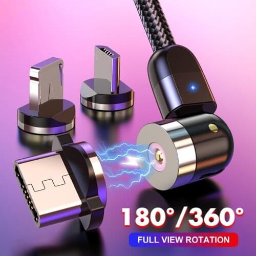 New Upgrade 3in1 Magnetic Cable 3A Fast Charging Charger 540° 180° 360° Rotating Micro USB Type C Cable Phone Charging Cable