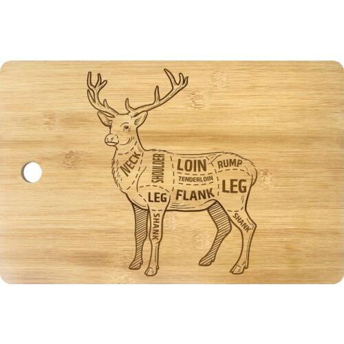 Deer ?Meat Cuts With Elements And Names Laser Engrave Custom Cutting Board Personalized Deer Diagram Scheme Chef Butcher Block