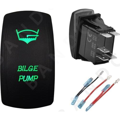 BILGE PUMP 5P Switch Car Dashboard Button Connector Illuminated Green LED Rocker Switch for the Car Boat Marine Yacht,Waterproof