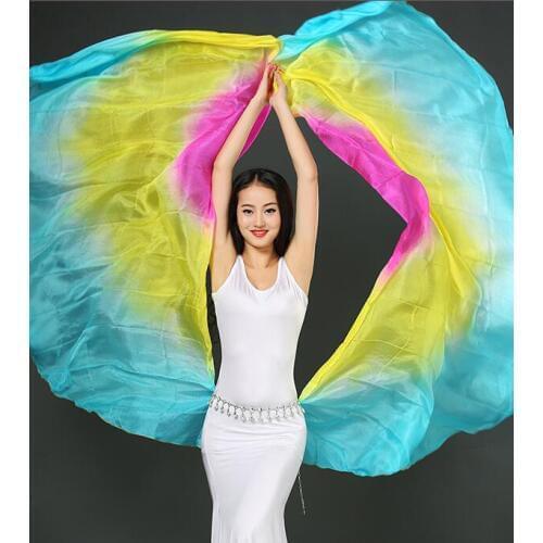 100% Purel Silk Veil Belly Dance Hand Scarf Half Circle India Dance Accessory 2.5*1.14M Belly Dancing Costume Free Shipping