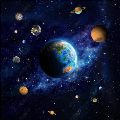 Custom zenith mural 3d ceiling murals wallpaper for walls 3 d Blue space planet hall bedroom ceiling zenith mural wall papers