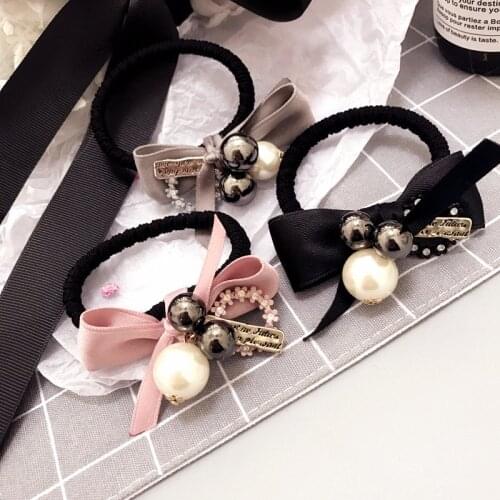 Beautiful Satin Ribbon Bow Hairband Scrunchie Ponytail Hair Bands Rope Hair Clips Women Peal Headwear Hair Accessories
