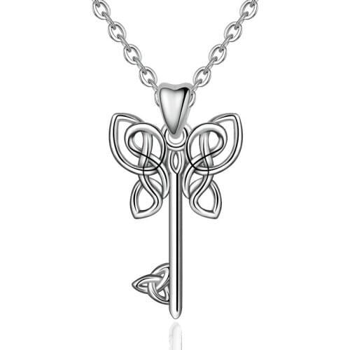 EUDORA Romantic 925 Sterling Silver Butterfly & Key of True Love Pendant Charm fit Women Necklace Anniversary Jewelry Gift D399