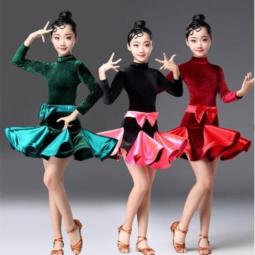 Girls Sexy Latin Dance Dress for Compeition Children Modern Ballroom Dance Dress Tango chacha Dance Dress Dancewaer Outfits