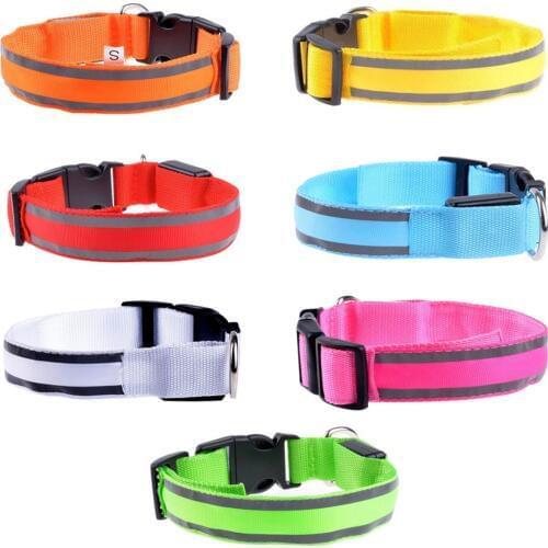 LED Dog Collar Luminous Pet Products Night Safety Reflective Strip Cat Collar Flashing Glow Necklace Pet Accessories