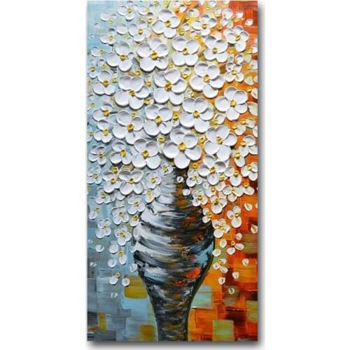 Textured 3D Oil Paintings Canvas Wall Art Painted by Hand Canvas Paintings Flowers Art for Living Room Wall Décor Muzagroo Art