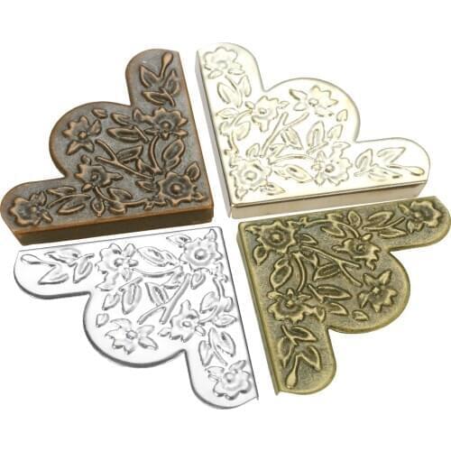 4-20pcs Corner Decorative Protectors 43mm Flower Carved Metal No Holes Antique Bronze/Red Copper/Gold/Silver Covers Old Fashion