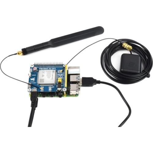 100%new SIM7600G-H 4G HAT with antenna kit for Raspberry Pi, LTE Cat-4 4G / 3G / 2G Support, GNSS Positioning, Global Band