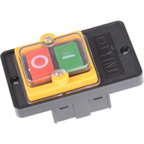 On Off Water Proof Push Button Switch 10A 250V 380V Waterproof Push Button For Cutting Machine Bench Drill Switch Plastic Motor
