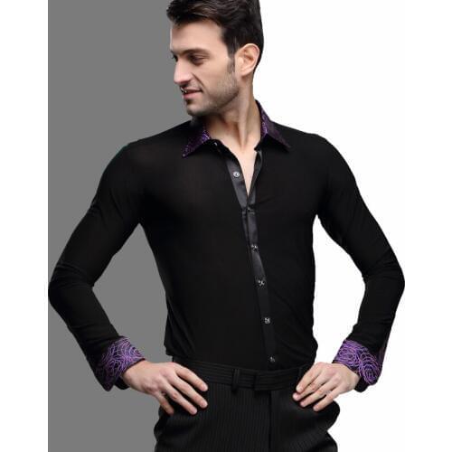High Quality Male Latin Dancing Clothes Black Color Jacket Shirt Males Chacha Square Adult Men Ballroom Dancing Tops B-5997
