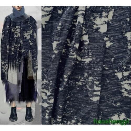 High-quality navy blue fashion punk wandering art apparel fabrics, transformation of knitted fashion fabrics / half price