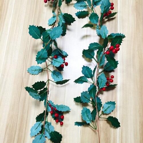 Green Leaf Berry Artificial Vine Artificial Plants Rattan 175cm Christmas Vine Fake Plants Home Décor Garden Decoration Outdoor