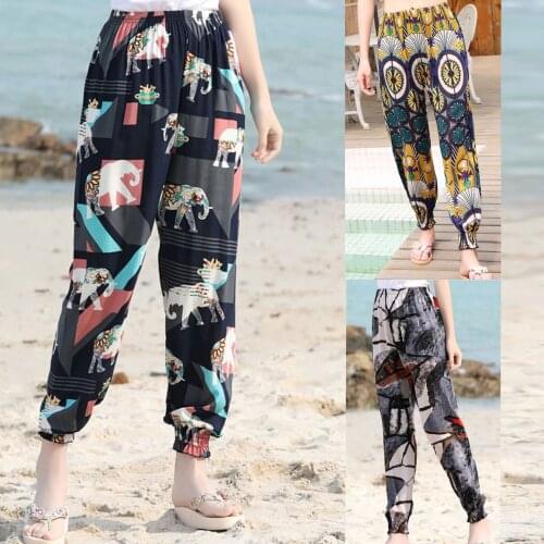 Womens Printed Casual Pants Trousers Bohemian Beach Bloomers High Quality Loose Travel Fashion Pants Брюки Женские Dropshipping