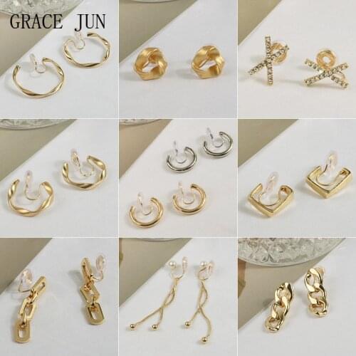 GRACE JUN New Arrival Mosquito Coil Clip on Earrings for Women Fashion Ear Cuff Hoop Earrings No Hole Earrings Charm Ear Clip
