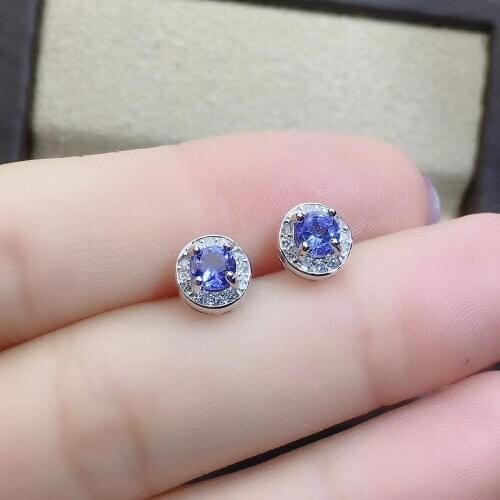 100% Natural and Real Natural and Real Tanzanite Earring 925 sterling silver Fahshion Natural Tanzanite Earring