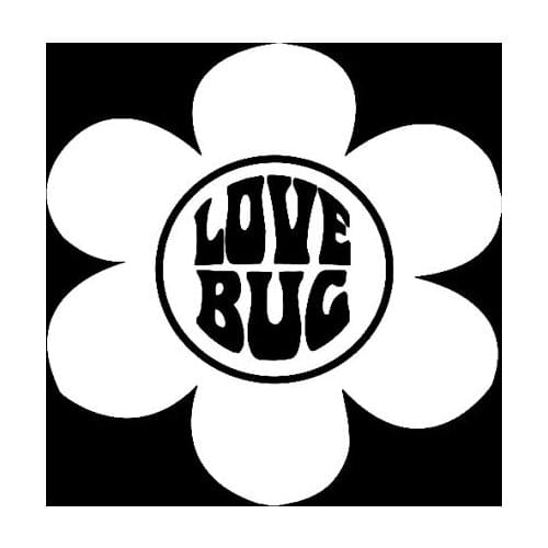 15.2CM*15.7CM Car Sticker Hippie Love Bug Flower Vinyl Decal Black/Silver C19-0161