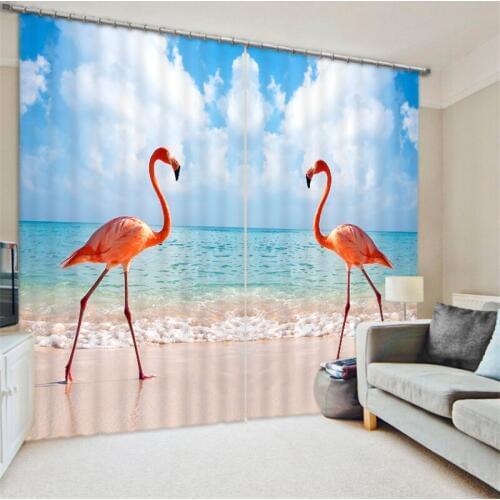 Red-crowned crane Digital Print 3D Blackout Curtains For Living room Bedding room Drapes Cotinas para sala