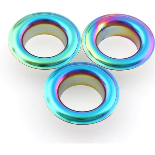 50pcs/lot Rainbow Metal Eyelets Grommets Inner 14mm for Leather Craft DIY Scrapbooking Garment Fashion Practical Accessories