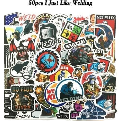 50pcs Welding Sticker Hood Toolbox Welder Union Construction Helmet Hard Hat Vinyl Waterproof Car Accessories Stickers