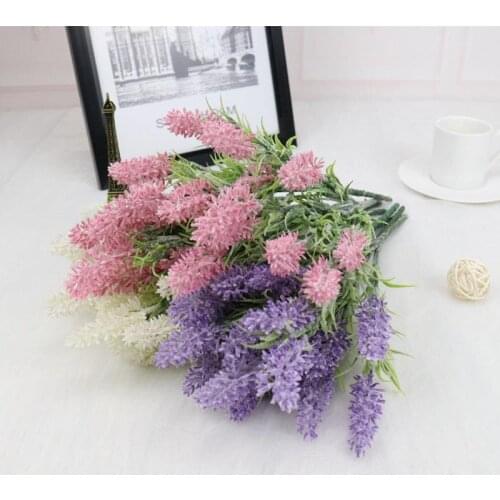 7 Heads/Bouquet Plastic Flower Romantic Provence 3 Colors Artificial Flower Lavender Home Decoration Wedding Party Garden Decor
