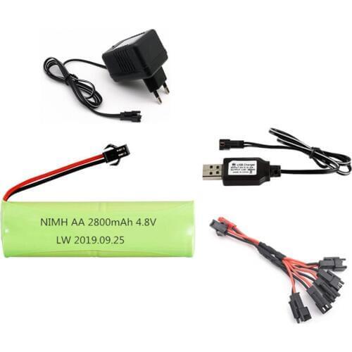 2800mah 4.8v Rechargeable Battery + 4.8v charger For Rc toys Cars Tanks Robots Boats Guns Ni-MH AA 4.8v 2800mah Battery Pack