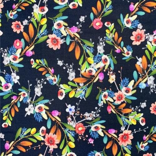 Watercolor plum flowers Cotton Sewing Fabric diy Sewing Patchwork ladies dress fabric hand patchwork tote bag Huian headscarf