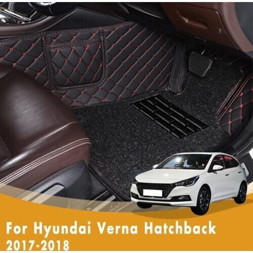 RHD Car Floor Mats For Hyundai Verna Hatchback 2018 2017 Double Layer Wire Loop Car Protect Custom Waterproof Decor Carpets Rug