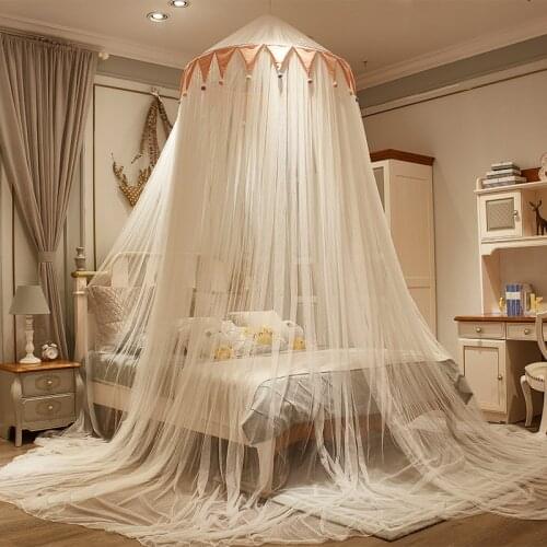Tassel Princess Hung Dome Mosquito Net Romantic Lace Bed Valance Curtain Canopy Anti-Mosquito Home Textiles Decor Bedcover