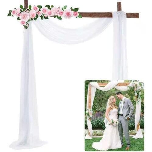 White Wedding Arch Drapes Fabric 6 Yards Chiffon Curtain Drapery Arbor Wedding Decoration Ceremony Ceiling Backdrop Arch Curtain