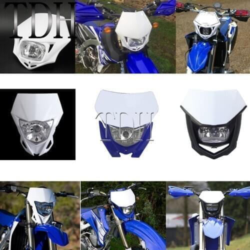 White Blue Enduro MX Dual Sport Head Light Universal Head Lamp for Yamaha YZ85 YZ125 YZ250 YZ450 WR250 WR450 F FX TTR TT-R 230