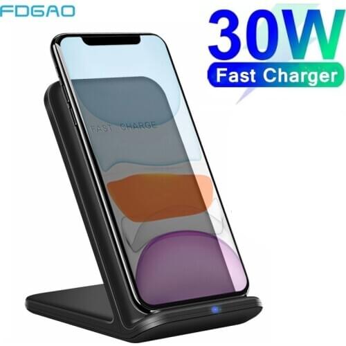 FDGAO 30W Qi Wireless Charger for Samsung S9 S10 S20 Fast Charging Dock Stand For iPhone 12 11 Pro XS XR X 8 Phone Quick Charger