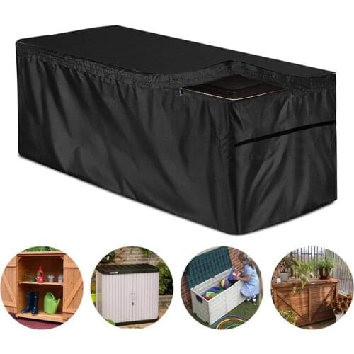 Deck Box Cover with zipper Outdoor Furniture Protective Cover Waterproof UV Protection Deck Boxes Case Protector Storage Bag