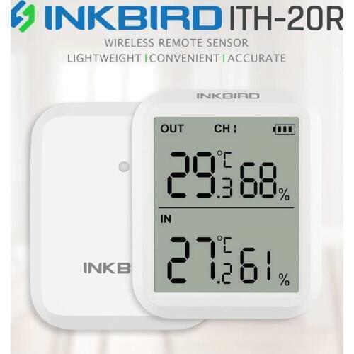 Inkbird ITH-20R Digital Hygrometer Indoor Thermometer Humidity Gauge with Accurate Temperature 1Transmitter Aquarium Garage Room