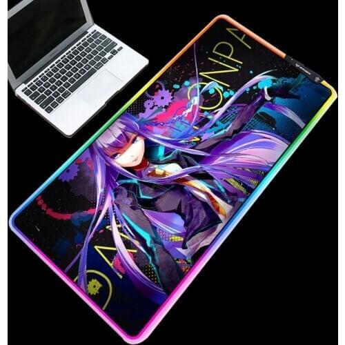 RGB LED Mouse Pad Backlit Anime Danganronpa Laptop PC Mice Pad Support 3 Led Model Colorful Durable Table Mat Game Accessories
