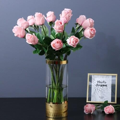 Living Room Decoration Silk Flowers Real Touch Roses Bouquet of Dried Artificial Roses
