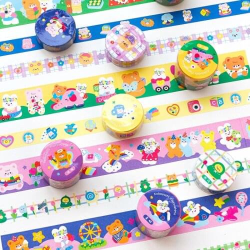 Kawaii Cartoon Bear Rabbit Washi Tape Decoration Masking Tapes DIY Scrapbooking Diary Album Craft Journal Cute Stationery