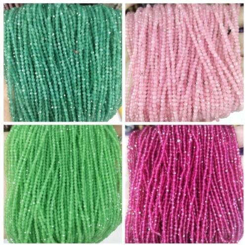 Faceted 2 MM Natural Stone Beads Pink Quartz Crystal Lapis Lazuli Agates Gem Beads For Jewelry Making DIY Bracelet Necklace