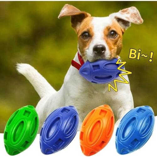 Pet Small Dog Treats Rugby Ball Puppy Interactive Toy Ball Training Toy for Large Dog Chew Toy Tooth Cleaning Bite Ball