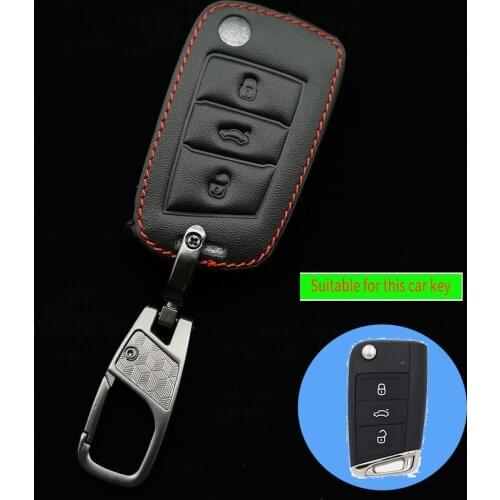 Leather Key Case For Vw Golf Bora Jetta Polo Passat Skoda Superb Octavia Fabia Seat Ibiza Leon Remote Control Cover Accessories