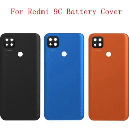 Battery Case Cover Rear Door Housing Back Case For Xiaomi Redmi 9C Battery Cover Camera Frame Lens with Logo