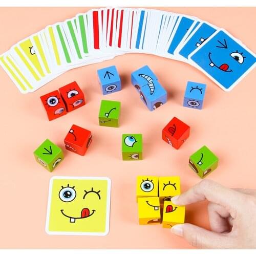 Smiley Face magics Cube Blocks Puzzle Childrens Parent-child Interactive Board Game Logical Thinking Training Stage Doki Toy