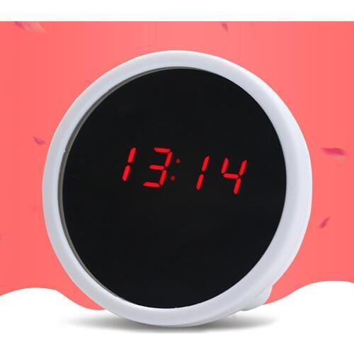 Mini Desktop Digital Clock LED Display Mirror Electronic Noiseless Digital Alarm Clock Mini Children Student Desk Table Clock
