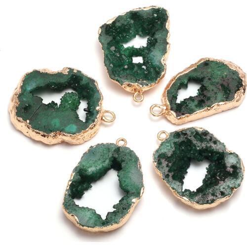 Natural Stone Green Crystal Cluster Pendant Irregular Shape Exquisite Charm For jewelry making DIY necklace bracelet accessories