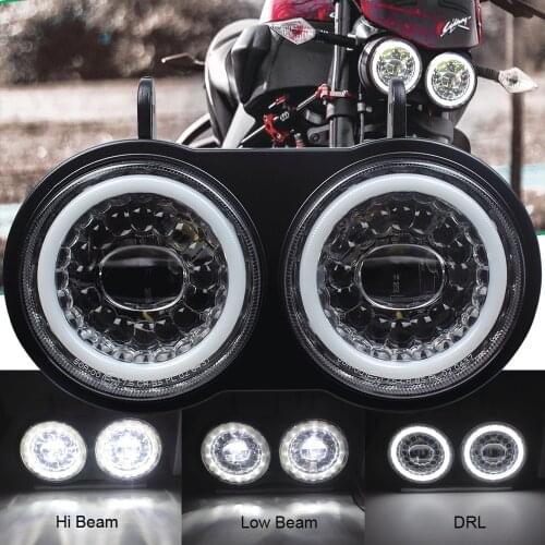 New Dual LED Headlight White DRL for Buell XB Model 2003-2010 Years Use Motorcycle Headlight Assembly Plug and Play Hi low Beam