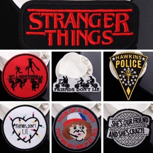 Stranger Things Iron On Patches For Clothes jurassic park Embroidery Patches For Clothes DIY Movie Stripes Applique Accessory