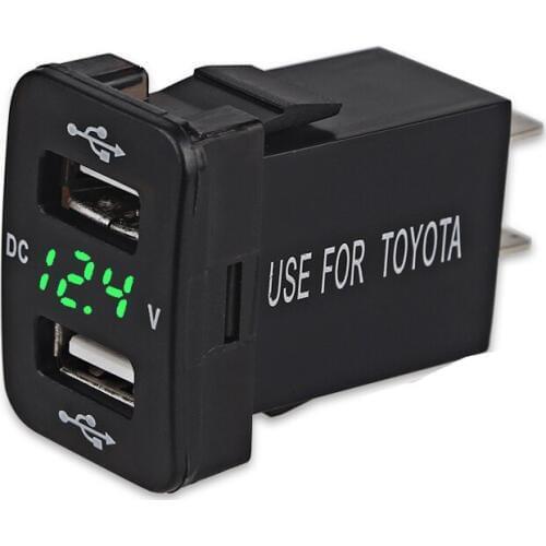 For Toyota USB Car Charger Adapter Socket Cigarette Lighter Power Supply USB Power Outlet For Car With Voltmeter 4.2A