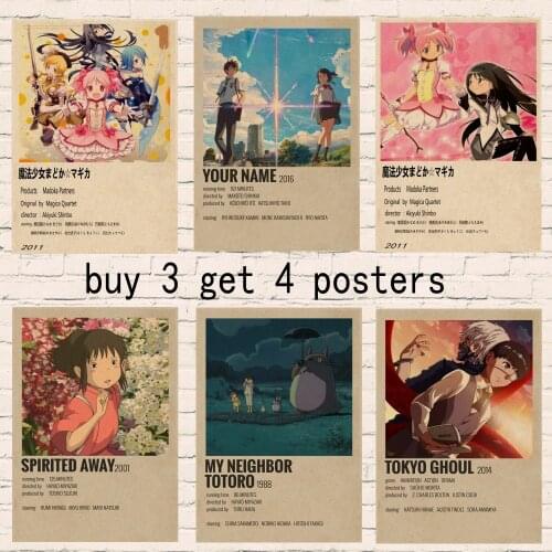 Retro Poster Anime Cartoon The Promised Neverland poster Prints Wall Painting Puella Magi Madoka Magica Poster Home Decoration