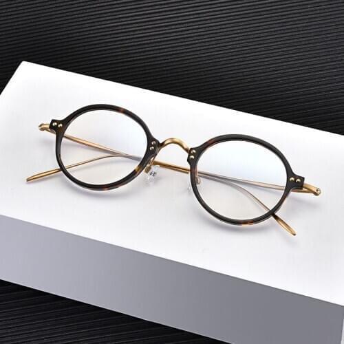 Handmade Retro Round Glasses Frame Men Women Acetate Titanium Eyeglasses High Quality Lentes Opticos Para Mujer Super Light